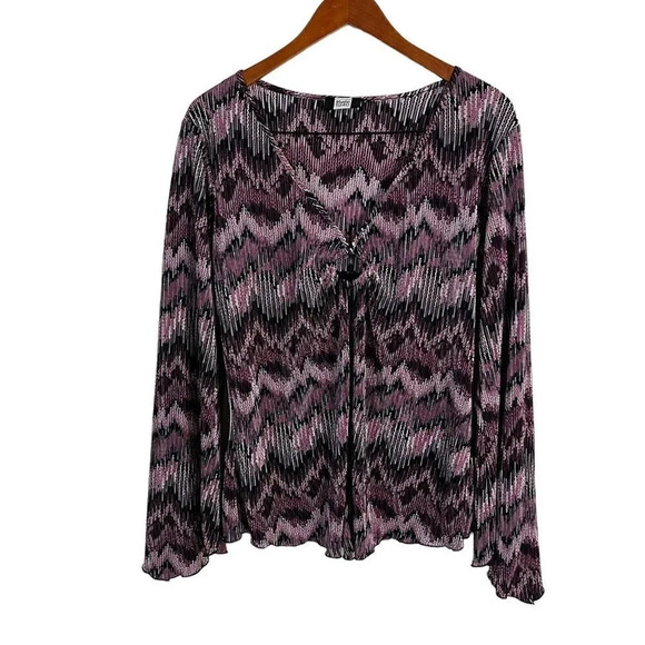 Studio 1940 Ribbed Purple Blouse Cami Lined Open Slit Front Circle Chest Cutout - Picture 1 of 10